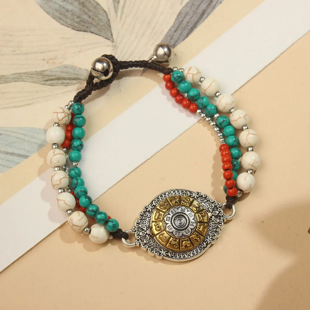 Colorful Tibetan-style Bracelet Braided Nepal Tibetan Style Bohemian Bracelet Elegant Ethnic Style Vintage Beaded Bracelet Gift