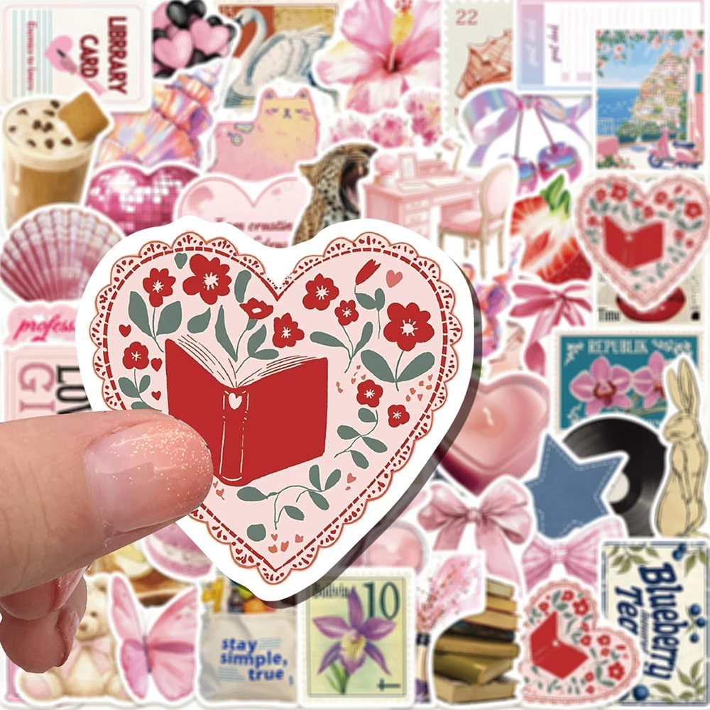 

10/30/50pcs Pink Cute Aesthetic Y2K Cartoon Stickers Waterproof Graffiti Skateboard Guitar Laptop INS Style Sticker Decoration