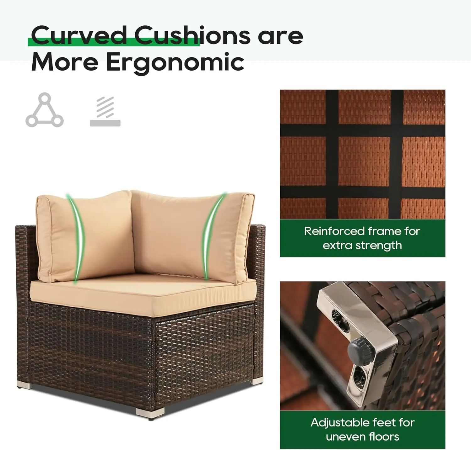 Patio Gartenmöbel Set 7 Stück Rattan Korb weide Schnitts ofa Couch Gesprächs set mit Tisch für Deck Rasen,