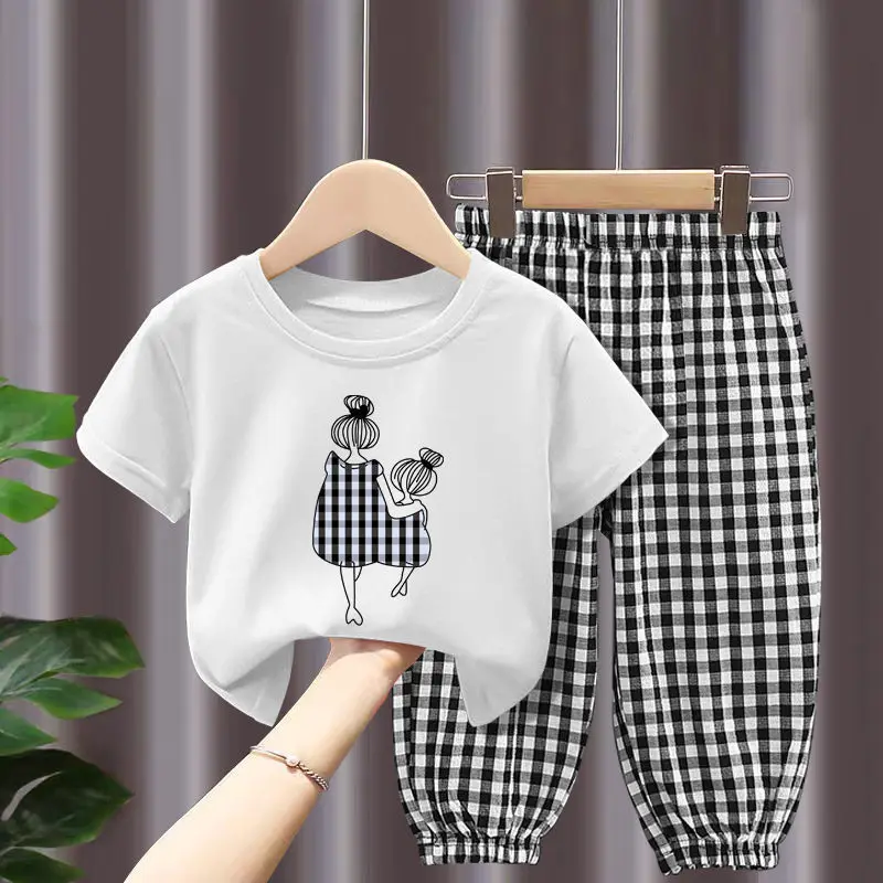 Summer Sets Children\'s Clothing Girls Mother Kids Toddler Clothes Cute Fashion Cotton T-shirt Top Pants 2pcs Baby Girl Clothes