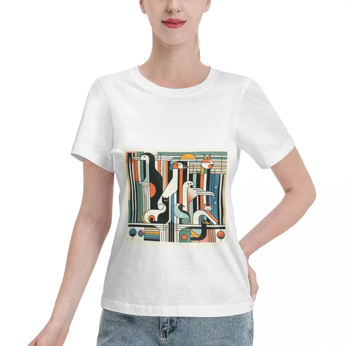 Quick Dispatch Cats Birds At Home Women's T-shirt Vintage Wear Plus Size Women Tee