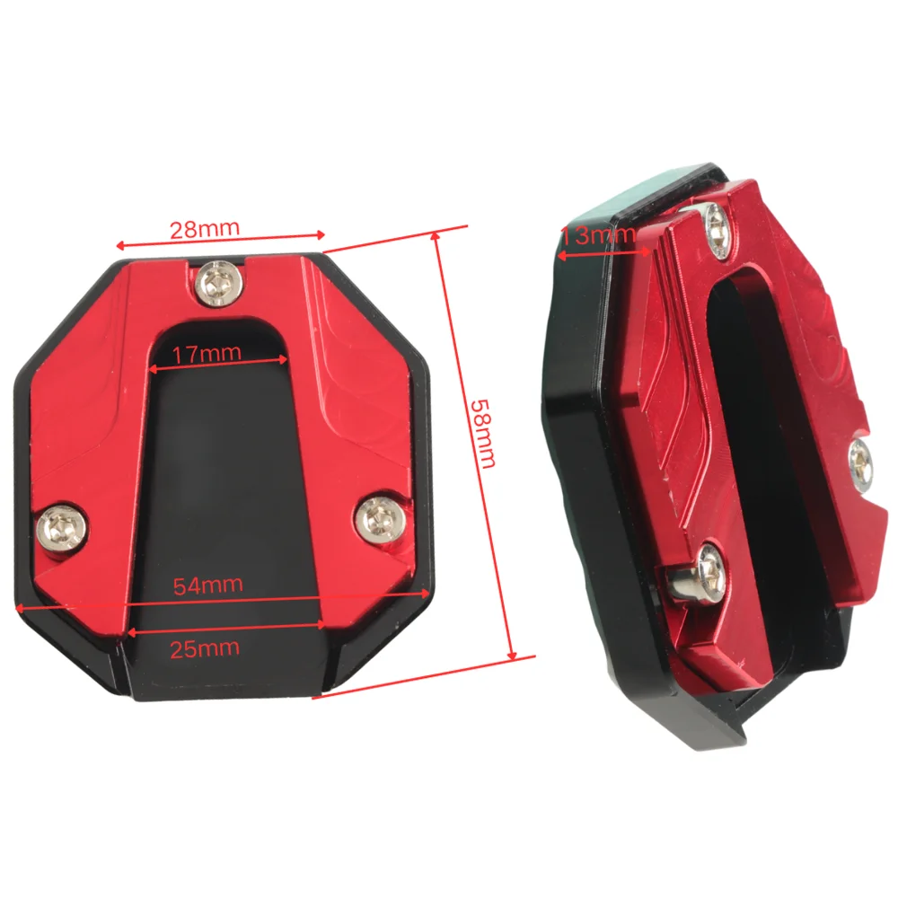 Motorbike Upgraded Aluminum Alloy Side Stand Plate, Sturdy Widened Auxiliary Kick Support Block, Anti‑Skid Footrest Edge
