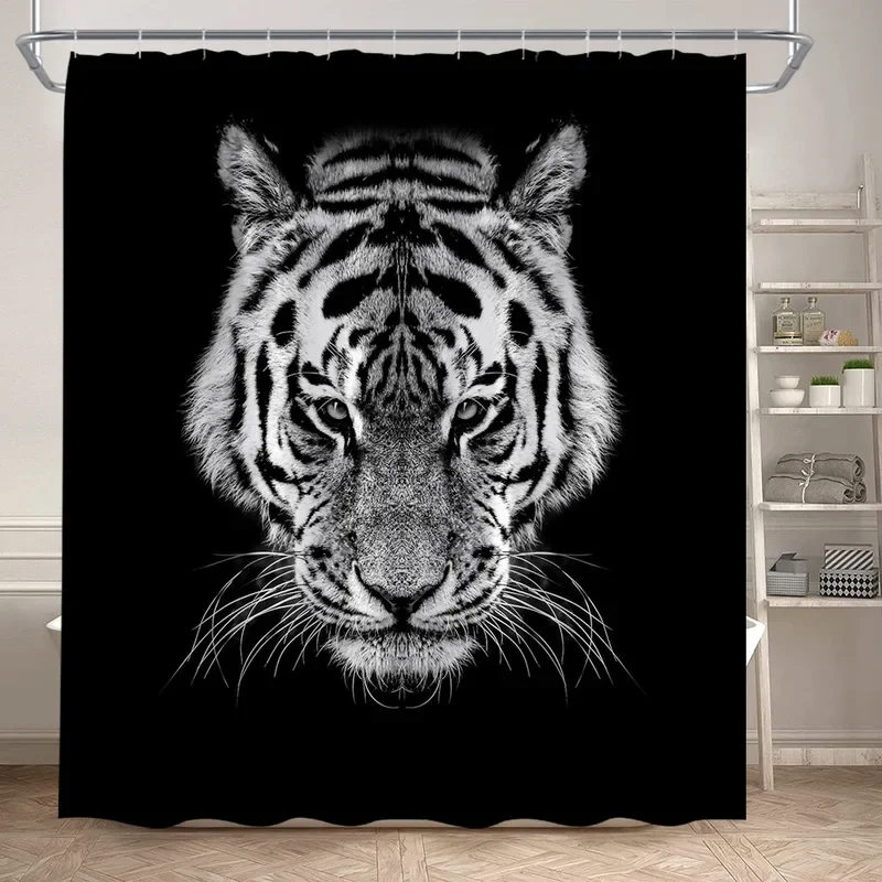 

Дикие животные для душа Мотивационные слова Пантера Тигр Лев Современный декор для ванной комнаты Темная полиэстеровая занавеска для ванны с HoXT6@!