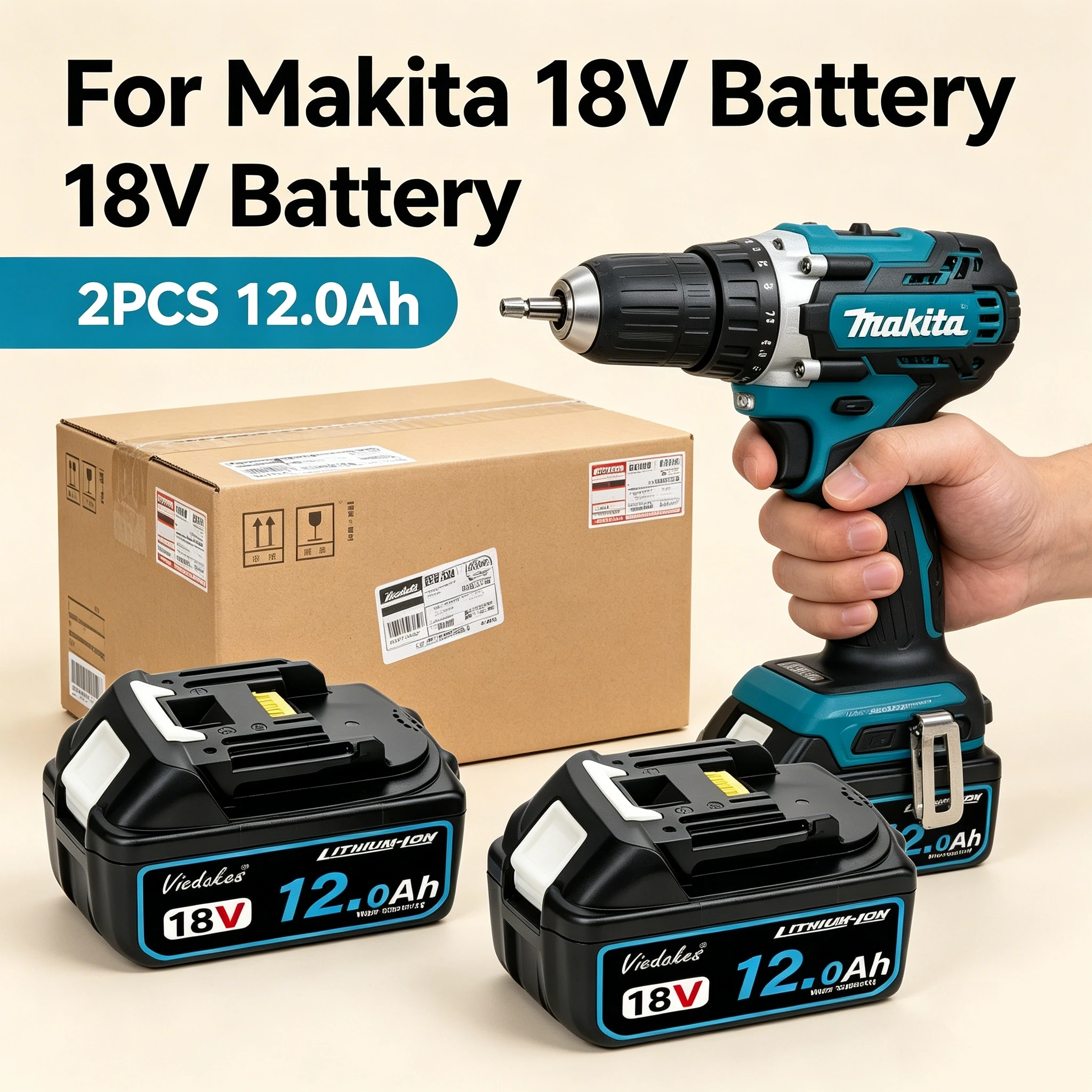 

100% genuine for Makita 18V battery, 12.0Ah rechargeable battery, replacing for Makita BL1840BL1850BL1860B, power tool battery