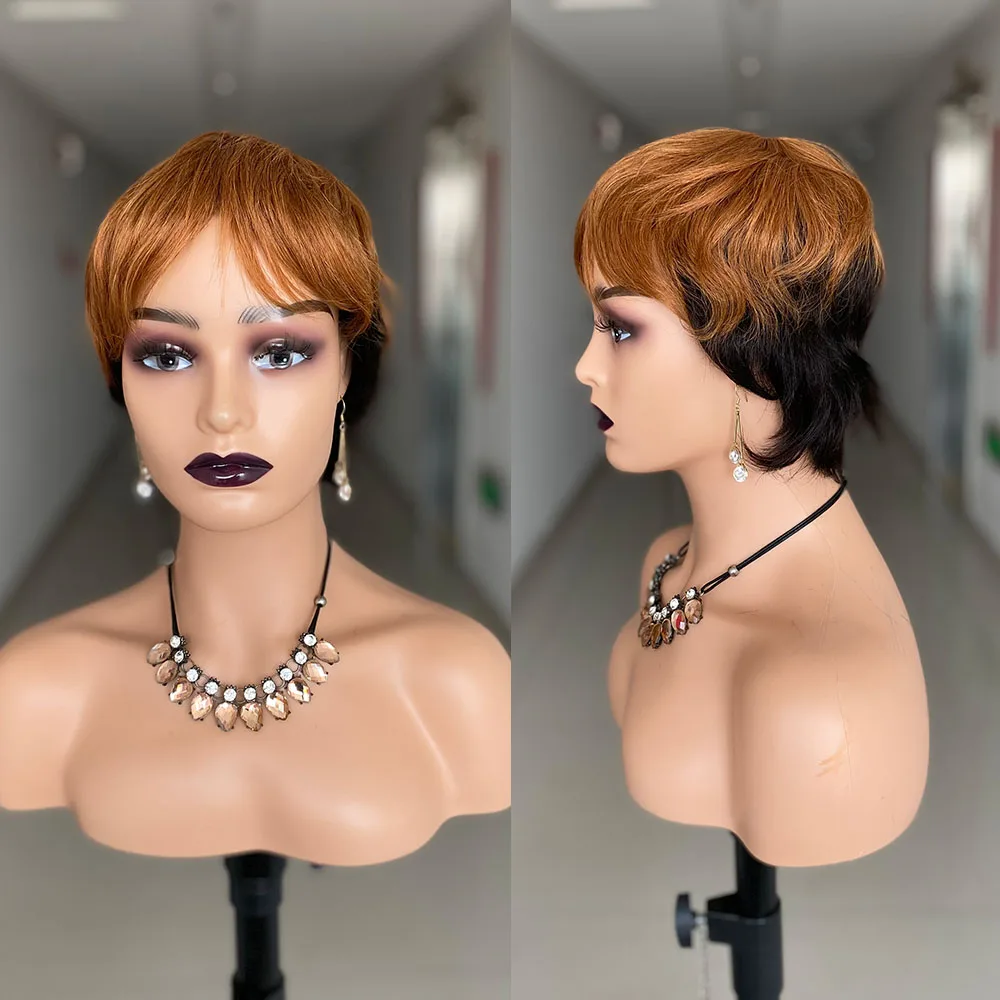 Short Human Hair Wigs, Pixie Cut Straight for Black Women
