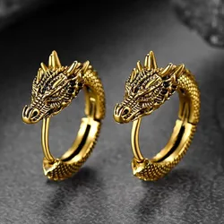 Huitan Trendy Male Dragon Hoop Earrings Hip Hop Style Punk Party Accessories Unisex Daily Wearable Personality Jewelry Drop Ship