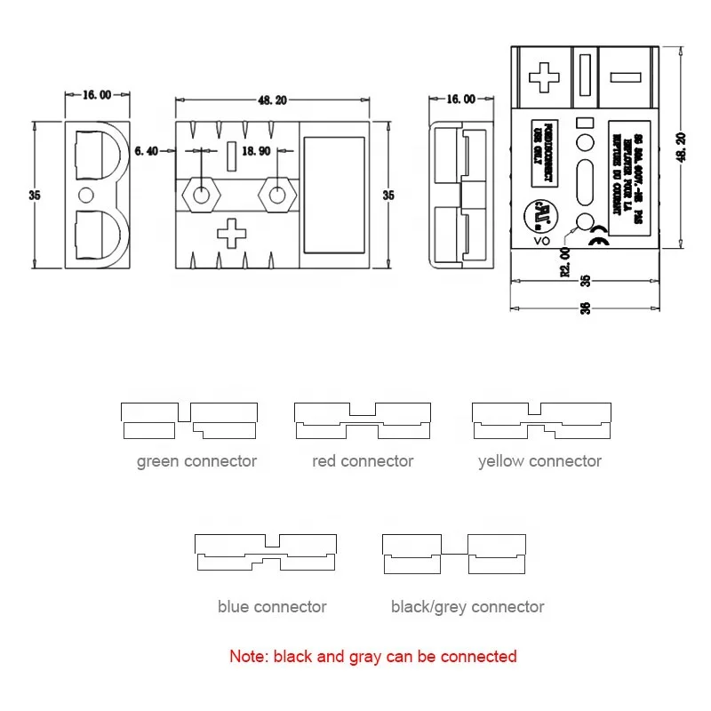 High Current 50A 600V Gray Power Pole Style  Connector Plug