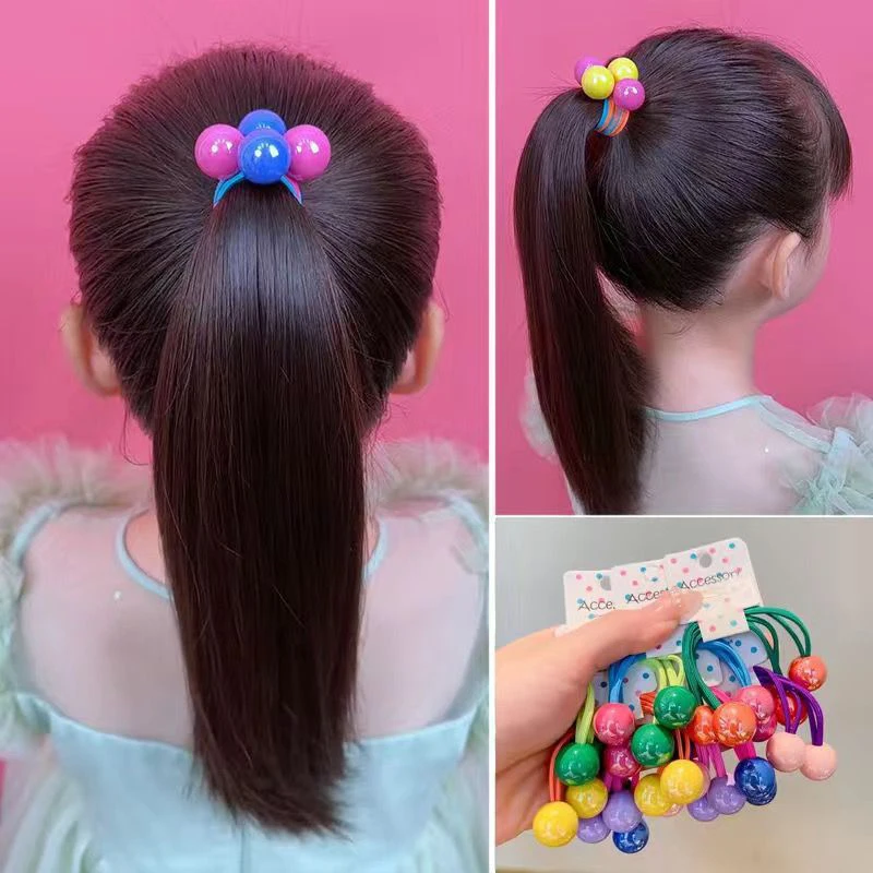 

1Pair Cartoon Colorful Round Ball Hair Rope Rubber Bands Elastic Hair Ties For Kids Fashion Hair Rope Headwear Hair Accessories