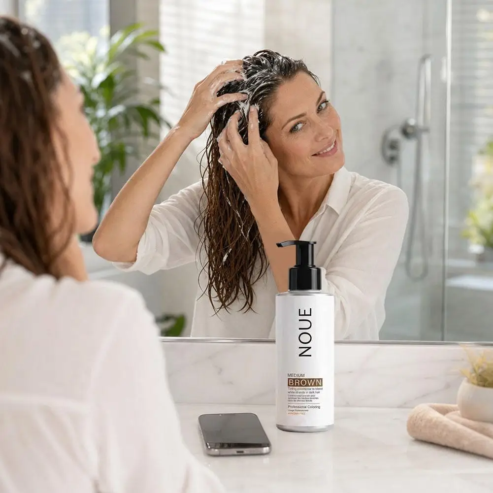 NOUE Hair Color Camouflage Tinting Conditioner for Gray Coverage Hair, Medium Brown Hair Tinting Easy Hair Color Concealer