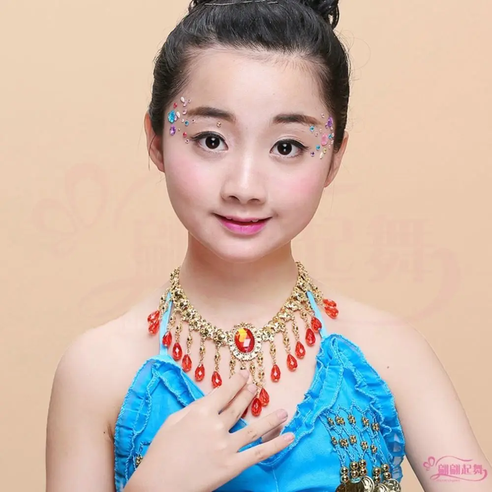 Блестящие аксессуары для головы, ювелирные изделия с бриллиантами и блестками, богемная повязка для волос с бриллиантами, ожерелье, браслет, костюмы для танца живота для девочек