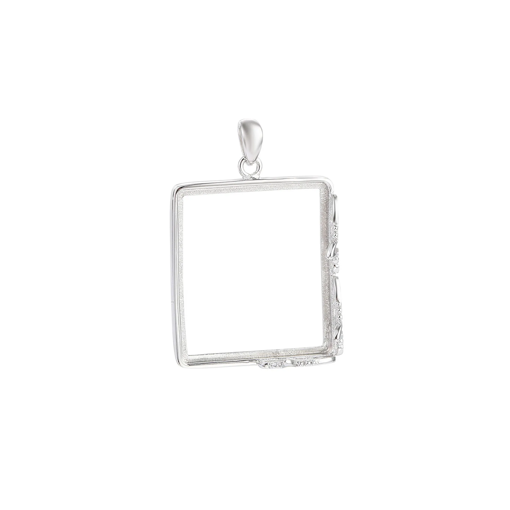 

Pendant Blank (21x24mm Rectangle Blank) White Gold Plated 925 Sterling Silver Pendant Base Rectangle Pendant Setting