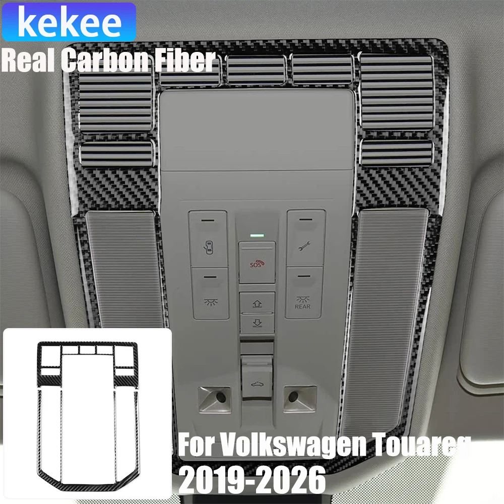 Real Carbon Fiber Car Accessories Reading Light Soft Sticker For Volkswagen Touareg CR 2019 2020 2021 2022 2023 2024 2025 2026