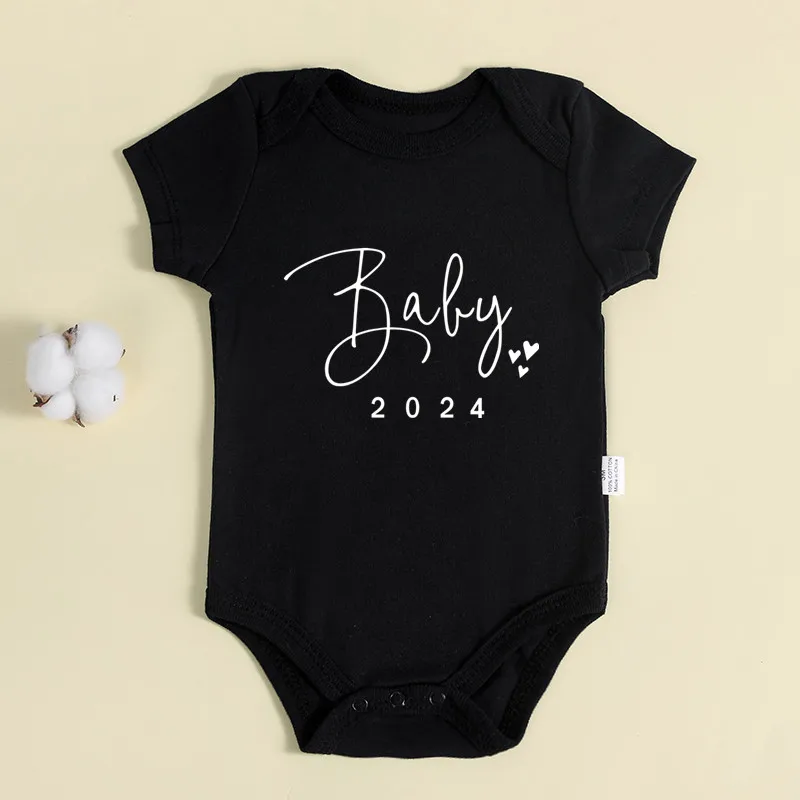 Baby 2024 Pregnancy Announcement Newborn Baby Bodysuits Cotton Summer Boys Girls Romper Jumpsuit Clothes Outfit