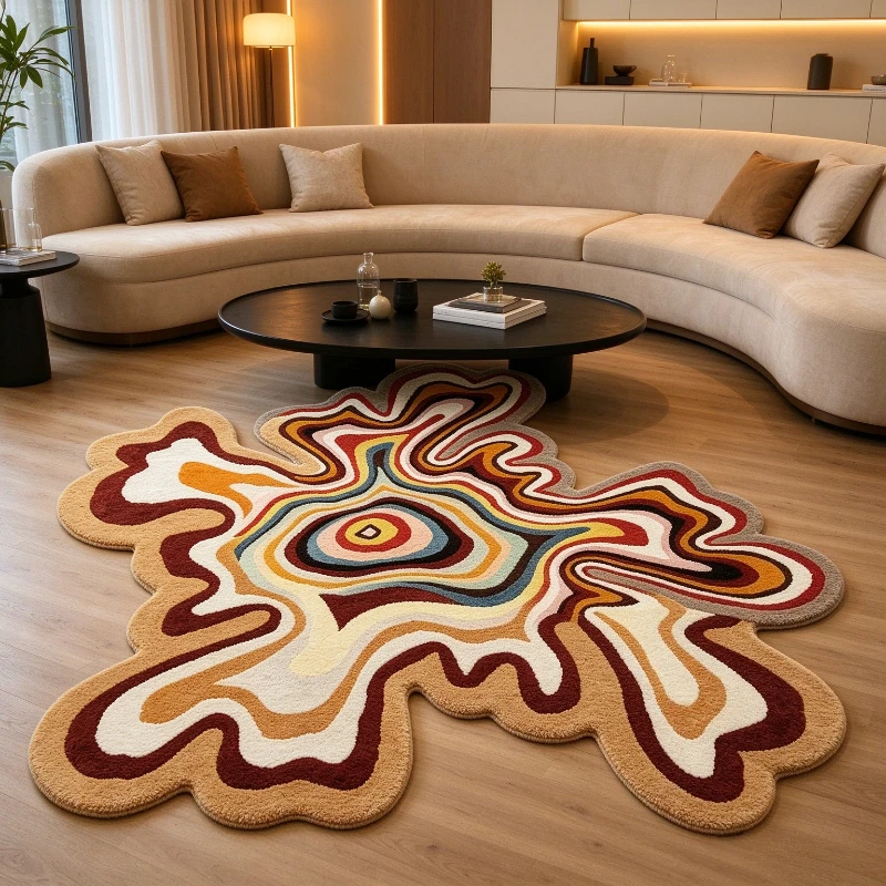 Irregular Shape Bedroom Decor Carpet Dopamine Color Carpets for Living Room Fluffy Soft Lounge Floor Mat Thick Plush Bedside Rug