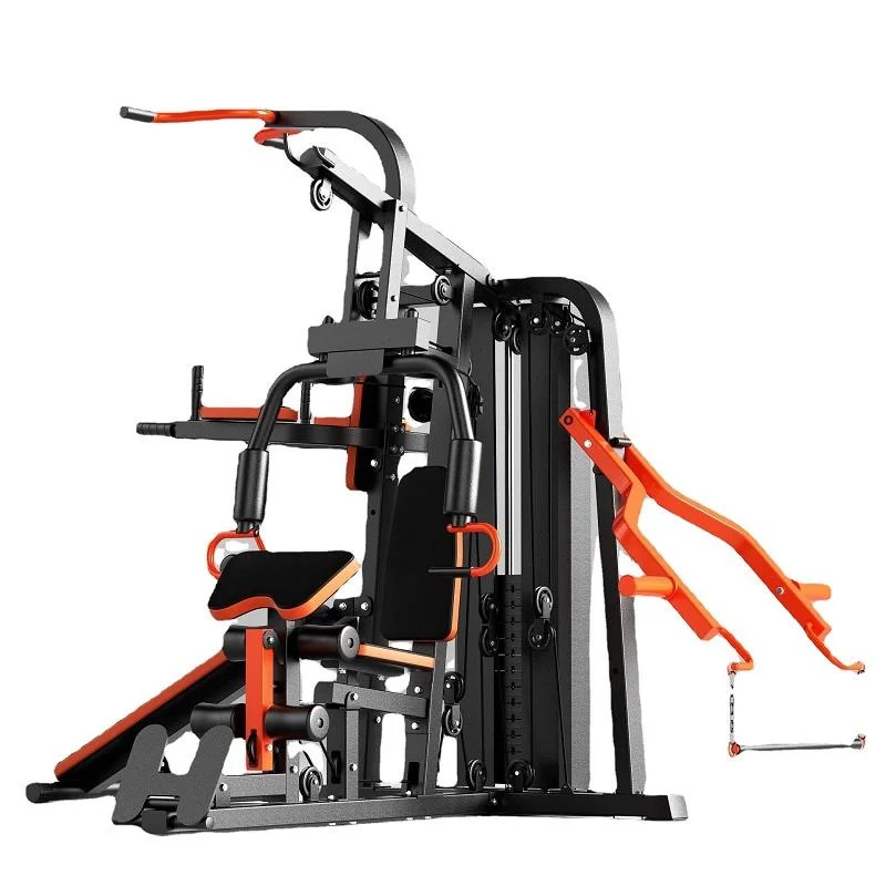 Commercial Home Gym Equipment 3-Station Metal Power Cage With Cable Pulley Multi-Function Station 73KG Weight Stack