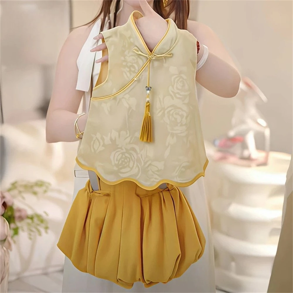 

Summer New 1-10Y Kids Traditional Hanfu Set, Chic National Trend Matching Outfit, Little Girls Ethnic Clothes for 80-130cm
