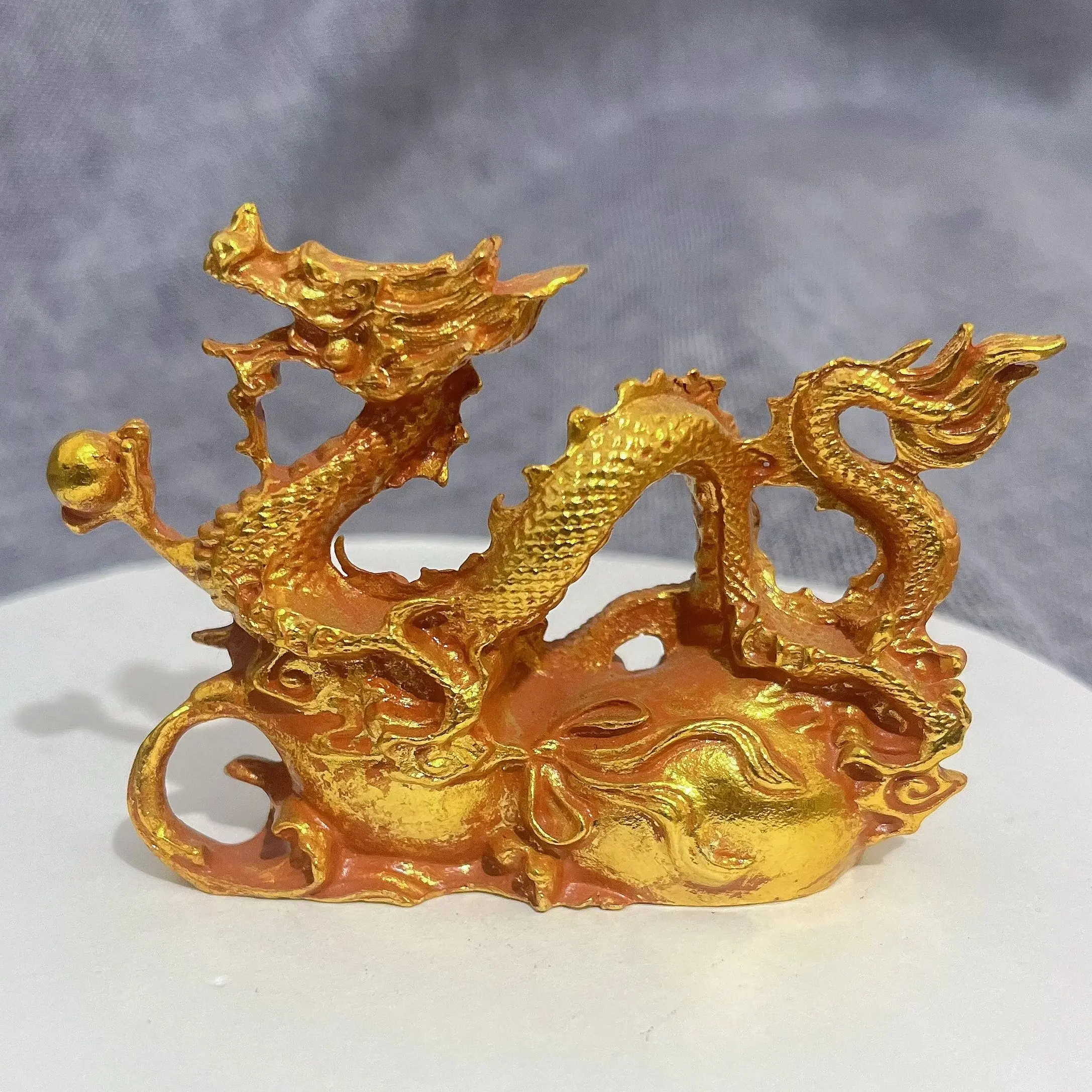 2026 HOME OFFICE ornament geomantic good luck talisman gold Divine Dragon figurine Auspicious bring Wealth lucky copper carving