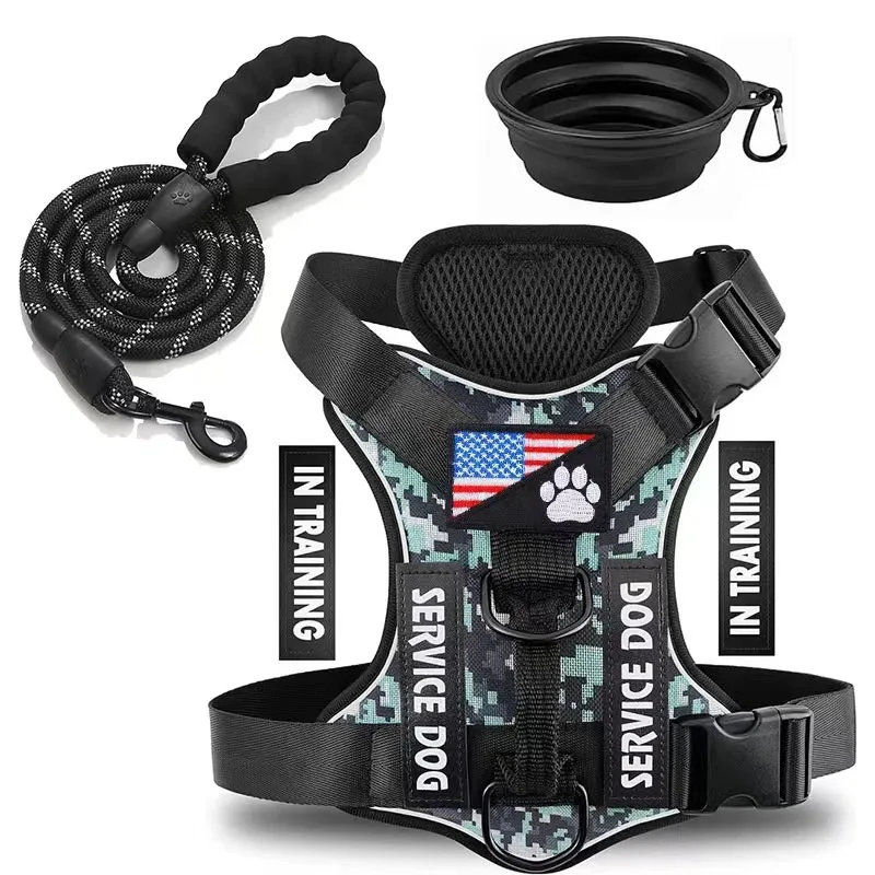 New explosion-proof reflective night vision vest dog breast straps with a portable bowl set