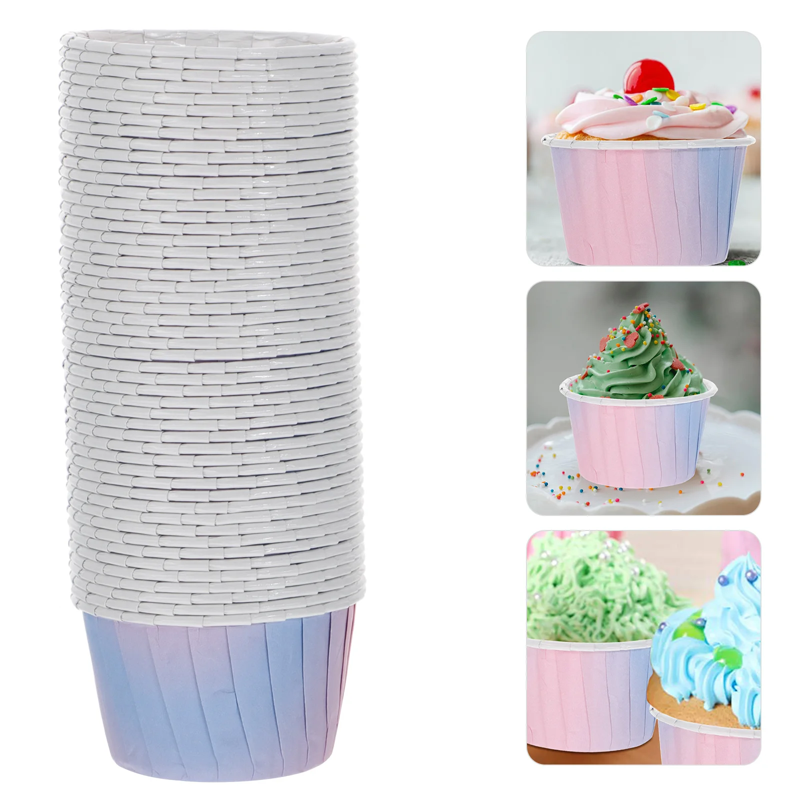 

100 шт., футляры для кексов, бумажные стаканчики с покрытием, маслостойкие, для выпечки, термостойкие, для кексов, кухонные принадлежности, поднос для торта, держатель для десерта