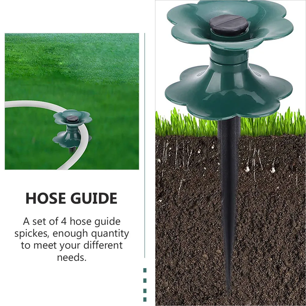 

4 Pcs Garden Hose Stakes Durable Heavy Duty Winding Pipe Wheels for PVC Guides Lawn Plant Protection with Roller Spikes