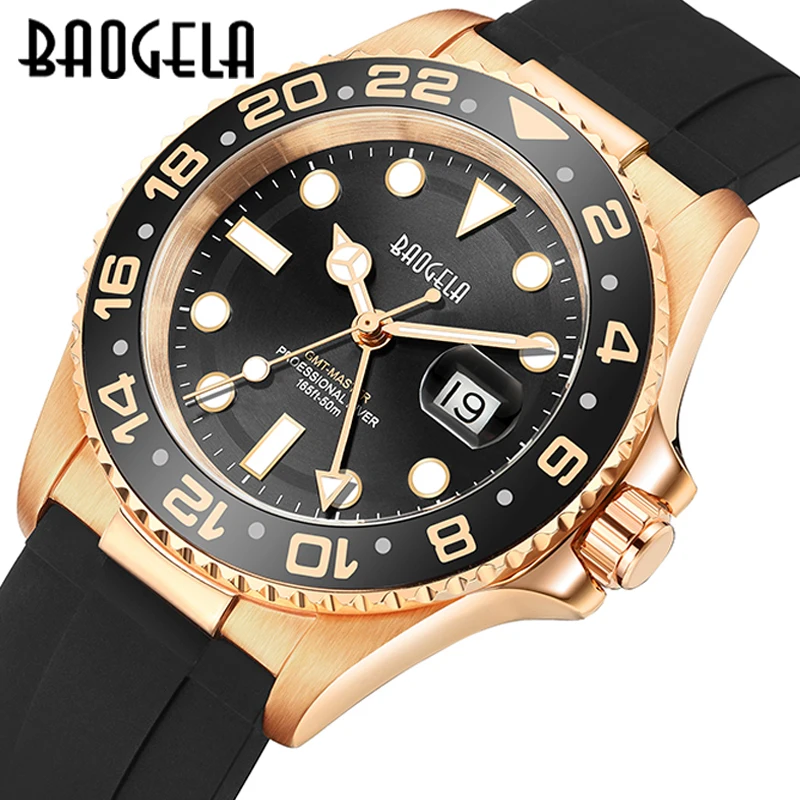 BAOGELA TOP Brand 50M Waterproof Rose Gold Watch Men Quartz Watch Diving Fashion Couples Sport Watch Swiss Movement Wristwatch