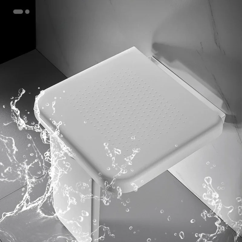 Wall Mounted Shower Seat Foldable Bath Stool Aluminum Space Saving Chair for Elderly Bathroom Safety