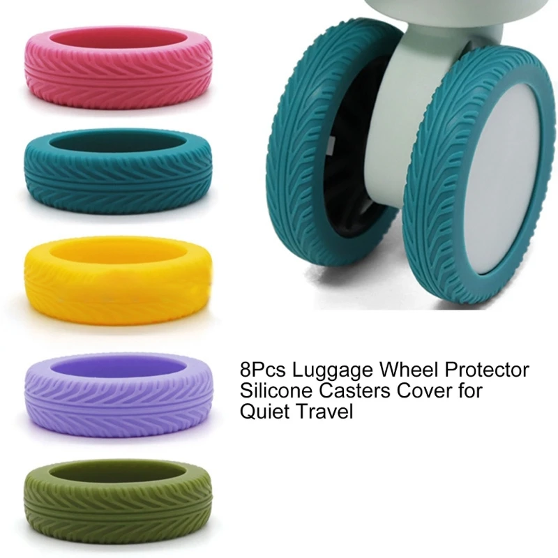 8pcs Luggage Wheel Silicone Cover To Protect Casters Reduce Noise Trolley Box Casters Cover Travel Accessory