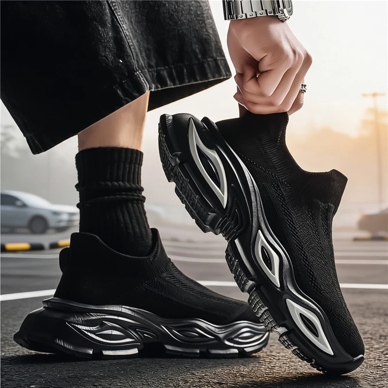 Socks Men's Shoes Summer New Casual Breathable Thin Mesh Shoes Men's Textile Anti Slip Running Sports Dad Shoes