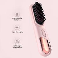 4 Temperature Hair Brush Cordless Hair Straightener Brush with Adjustable Temperatures Negative Ions for Fluffy for Rechargeable