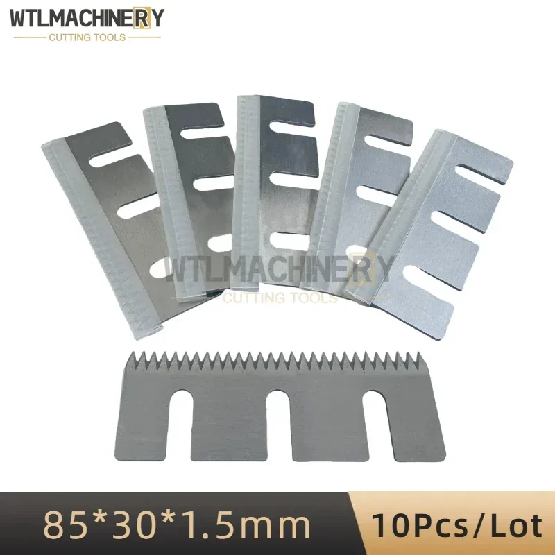 

10Pcs Carton Sealer Tooth Blade 85x30x1.5mm 3 Slots Tape Thin Film Carton Sealer Knife Sealing Packing Machine Serrated Blades