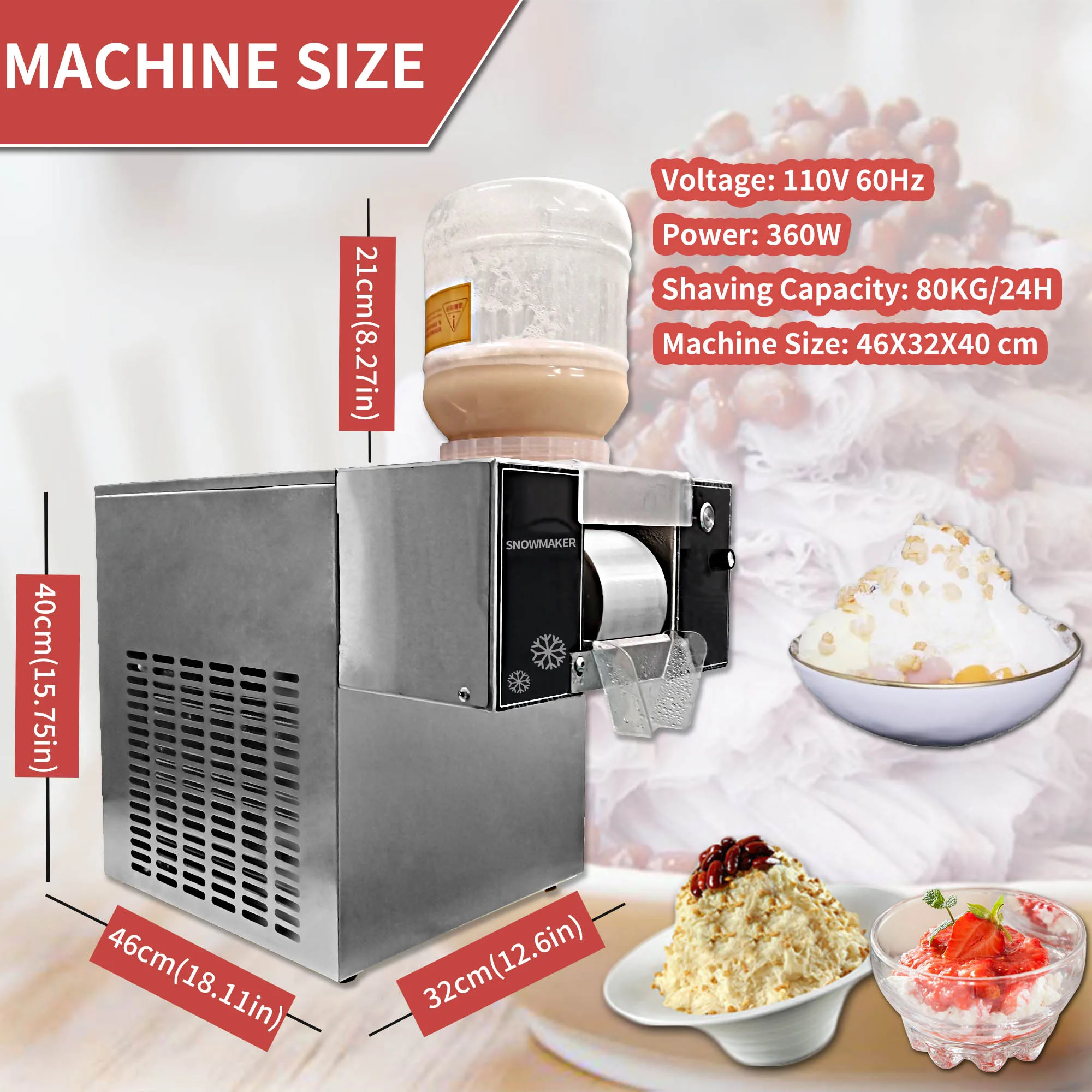 Mvckyi Korean Snowflake Ice Machine Small Snow Continuous Cooled Milk Mango Bingsu Shaver Smoothie Crusher