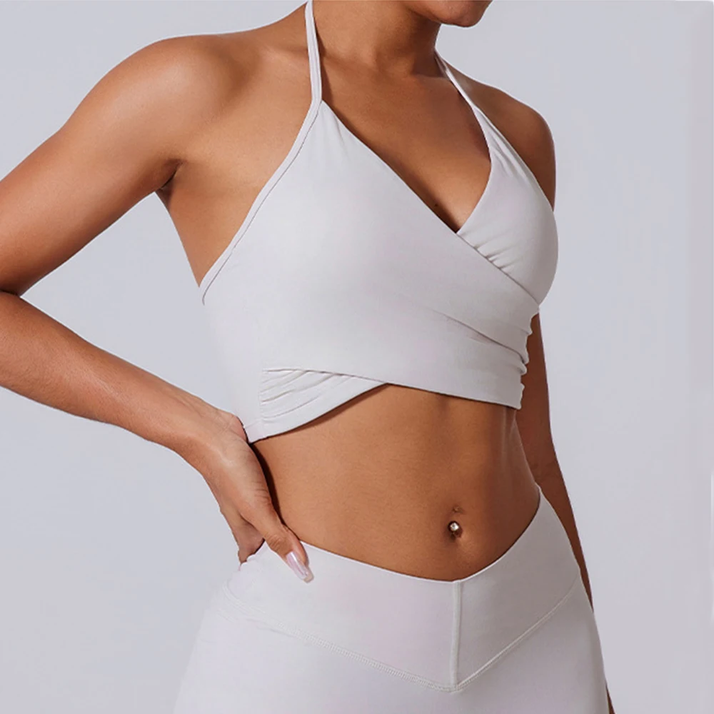 Hanging neck Bra for Women Sexy Beautiful Back Sport Bra Women's Underwear Gym Crop Top Shock-absorbing Quick Drying Fitness Top