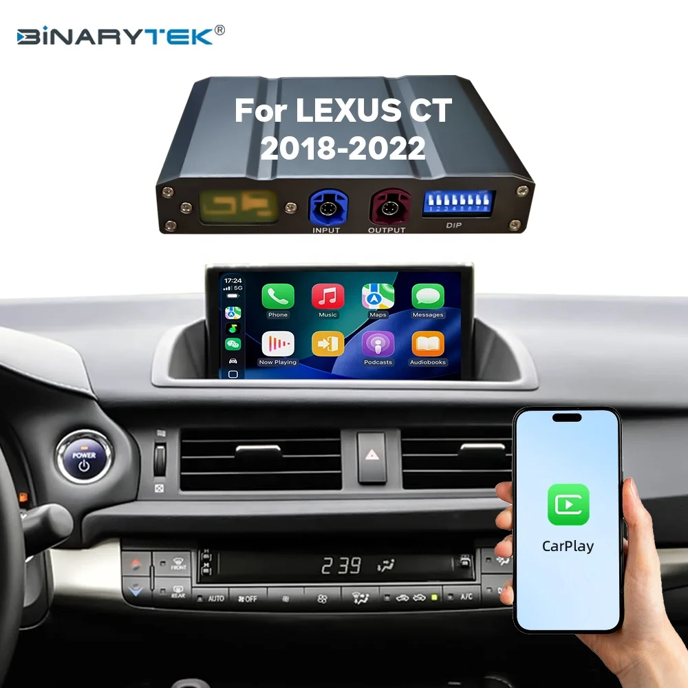 NewFor Lexus CT 2018-2022 Linux Interface Box Wireless CarPlay Android Auto CarPlay Module Decoder Car Radio Binarytek