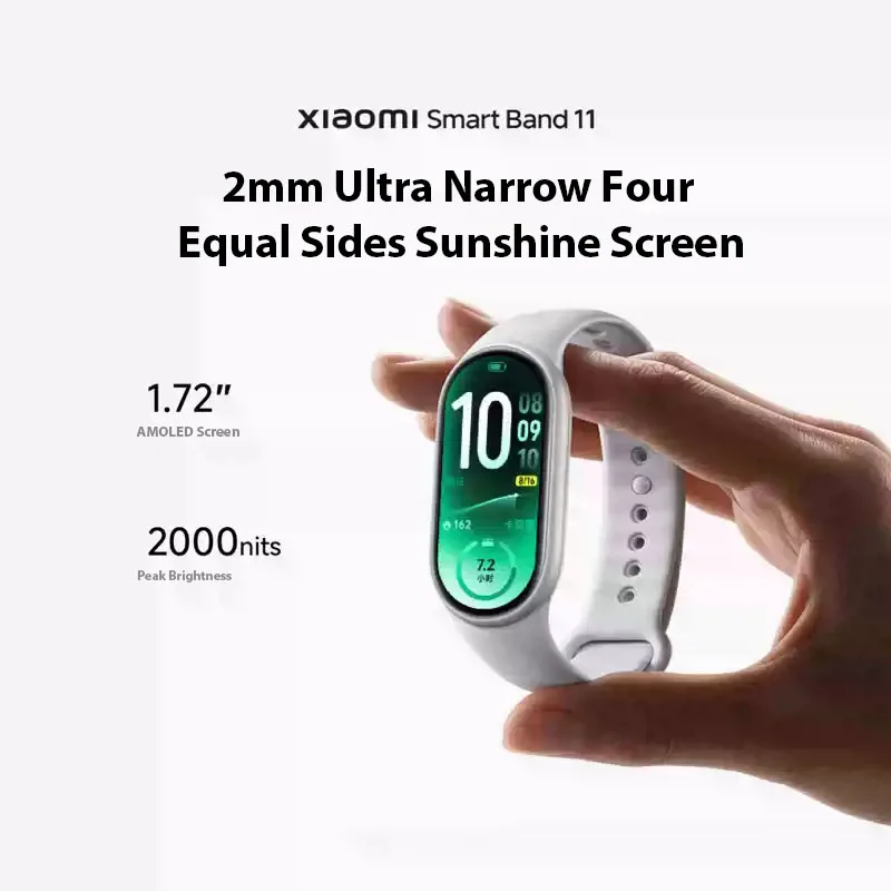 Xiaomi Band 11 Versão Global 9,99mm Ultrafino 15,58g Leve 150+ Modos Esportivos Monitoramento de Saúde e Sono de Alta Precisão à Prova d'Água