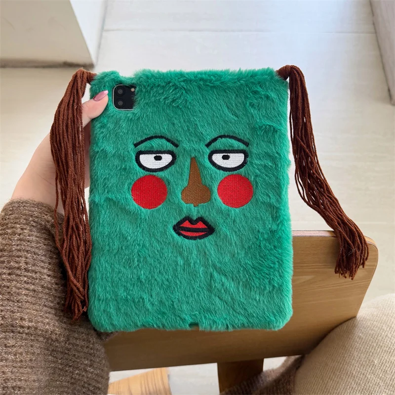 

Пушистый плюшевый меховой чехол для планшета Apple ipad 10,9 Pro11 Air13 2024, забавная девушка 10,2 10,5 12,9 дюймов Air6 4 5 Mini6 7 8 9th