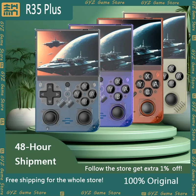 

Open Source R35PLUS Retro Handheld Video Game Console Linux System 3.5 Inch IPS Screen PSP Portable Pocket Player 10000+ Games