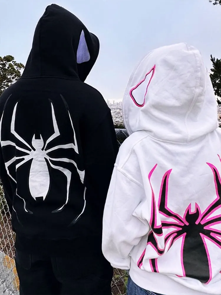 GELITAYINผู้หญิงเสื้อHoodiesฤดูใบไม้ร่วงฤดูหนาวใหม่Streetwearแฟชั่นSpiderพิมพ์กระเป๋าCasual Slim Zippers Coat Ladyอเนกประสงค์H