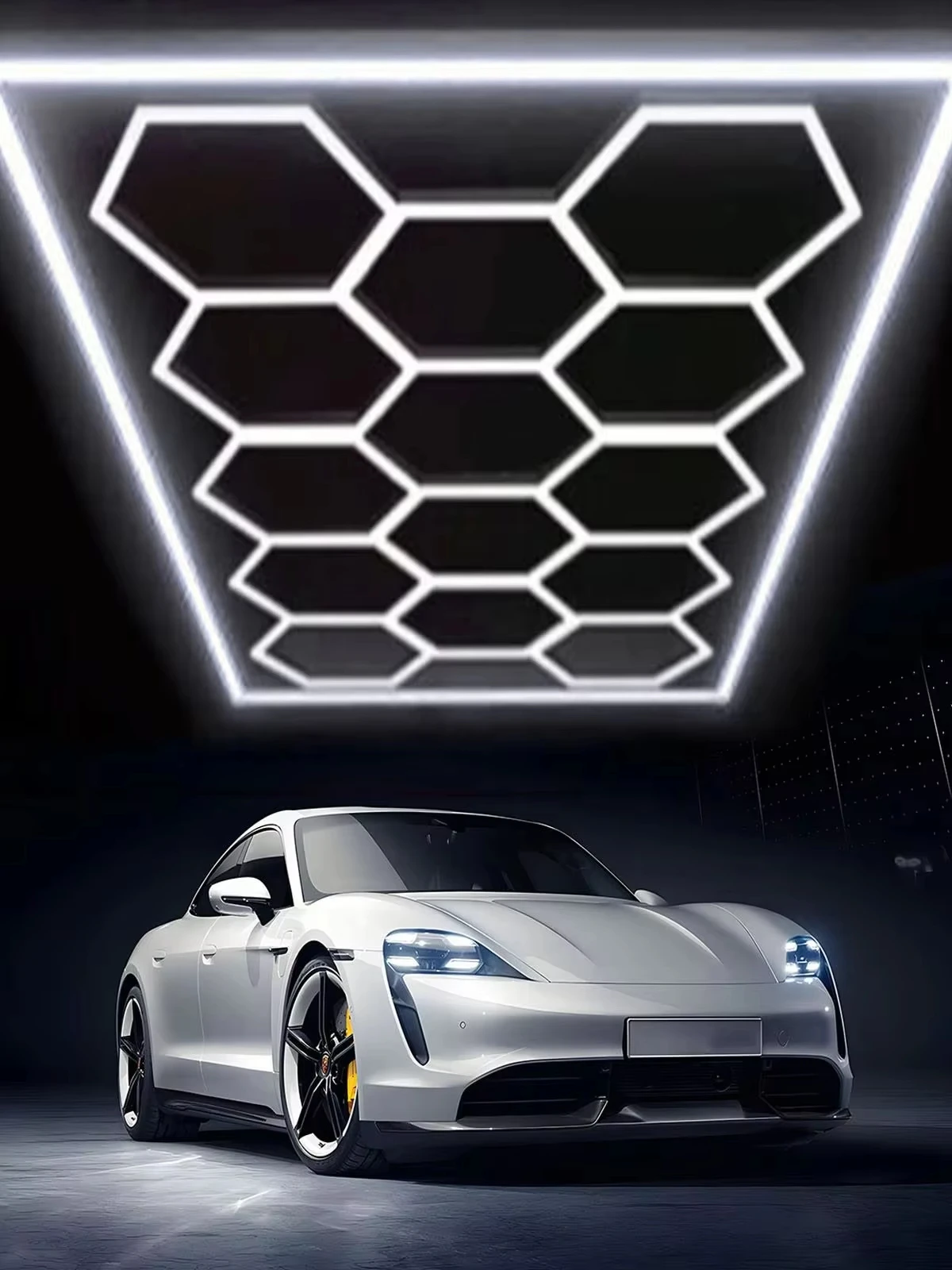 14x Sechseckige LED-Deckenleuchte, 680W Wabenförmige LED-Beleuchtung Garagenleuchte mit oder ohne Rahmen, LED-Röhren Werkstatt-Garagen-LED-Leuchte