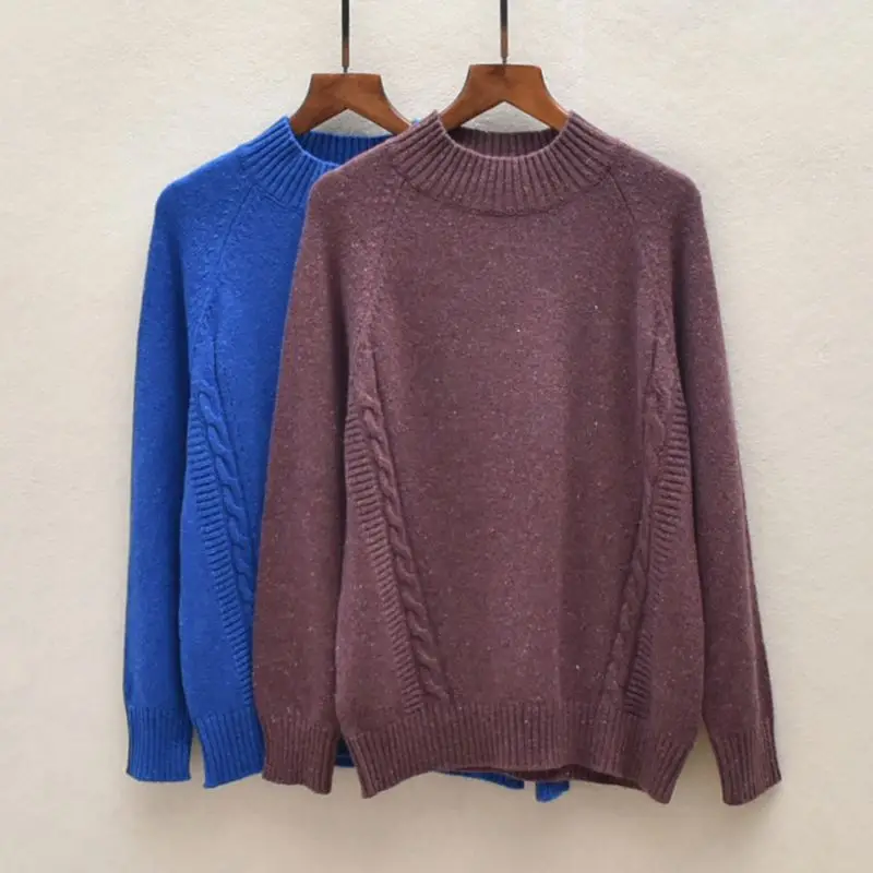 

Осень-зима, однотонный женский пуловер с высоким воротником, длинный свек, универсальный свитер, удобный крой, модный