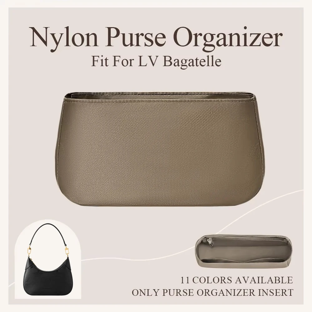 Nylon Purse Organizer Insert Fit for LV Bagatelle Underarm Bag Makeup Inside Storage Bag Inner Liner Organizer Bag In Bag Insert