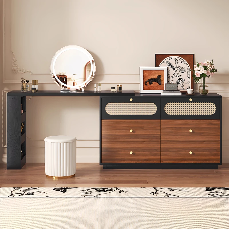 

Girls Family Mirror Dressing Table Lady Design Light Women Dressing Table Wood Dresser Stool Modern Penteadeiras Home Furniture