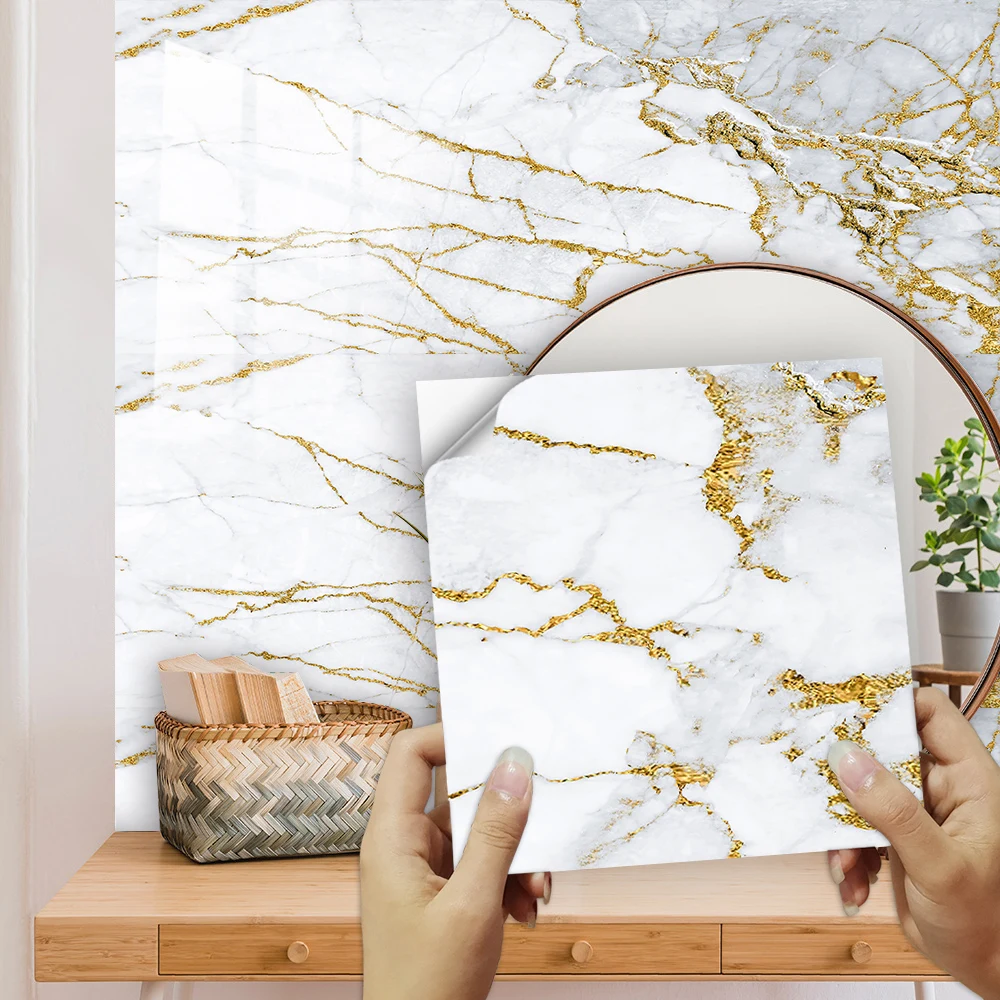 Self-Adhesive Wall Sticker Kitchen Cabinets Desktop Door Floor Bathroom 3D Mural Waterpoof Removable Home Decoration Wallpaper