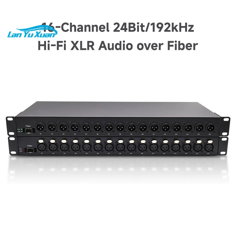 1U Rack-mount SFP 16CH 24Bit 192kHz Unidirectional XLR Audio Over Fiber Converter for Broadcast Live Production