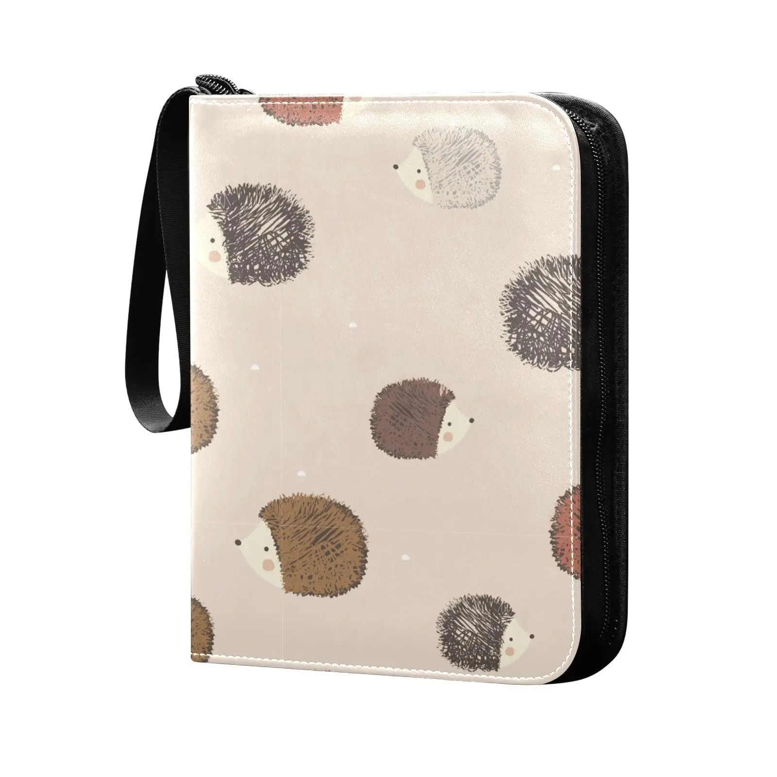 Hedgehog Mushroom Acorn Leaf 4 Pocket Cards Binder, 400 Double Sided Pocket Album for Game Cards, Unique Card Collection Storage