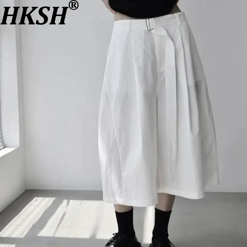 HKSH Women Cropped Pants Dark Yamamoto Style Casual Niche Sashes Design Loose Pleated Slim Solid Color Trend Ins Bottoms HK26320