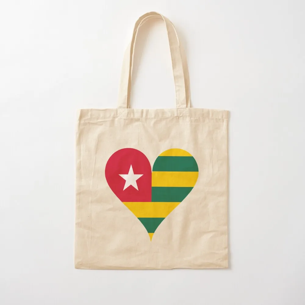 

Togo Flag Heart Tote Bag large size bags tote bag canvas shopping trolley bag Beach Canvas Tote