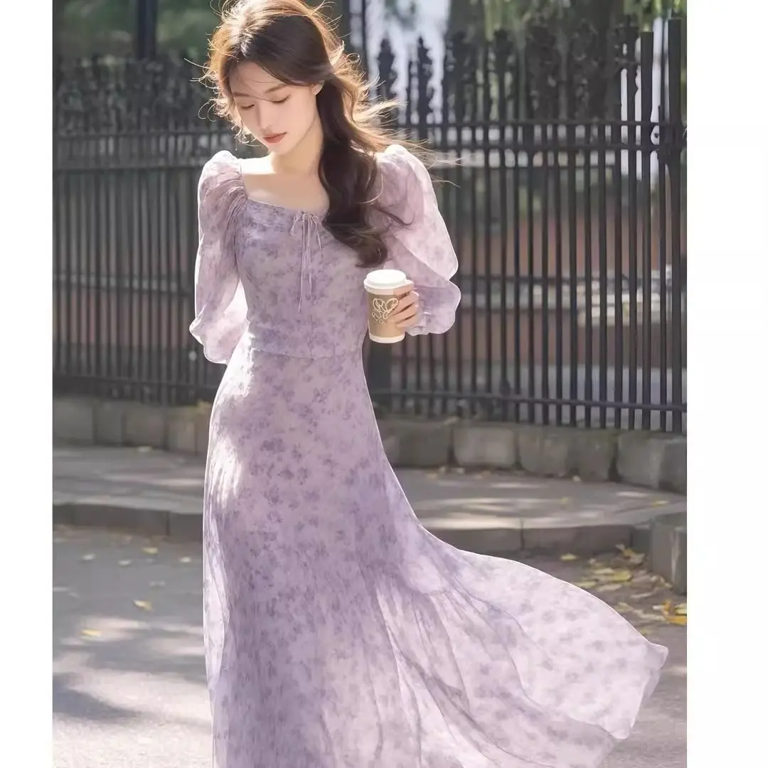 Vestidos femininos chiffon plissado cintura alta midi saia piquenique flowy francês artístico doce em camadas primavera retro elegante único