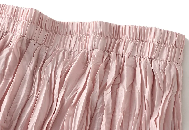 Pleated half skirt for women, pleated skirt with large hem, high quality, light, luxury, Wrinkled A-line skirt, mid length skirt