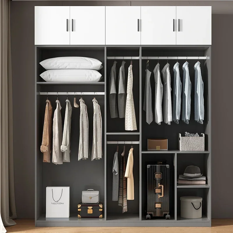 Wooden Wardrobe, Dustproof Cabinet, Cabinet with Clothes Drying Pole, Multiple Sizes Can Be Selected, Home Bedroom Wardrobe image 6