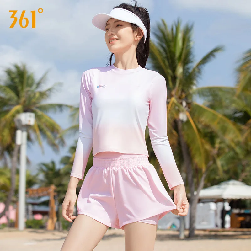 361°Women Two Pieces Long Sleeve Push Up Swimwear Female Sexy Slimming Beach Wear Monokini Bathing Surfing Bikini Rash Guard